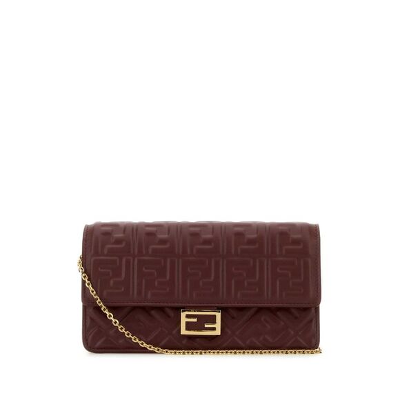 FENDI Accessories - Fendi Women Burgundy Nappa Leather Baguette Wallet